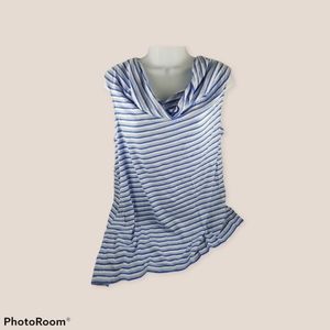 Womens Jones New York Top Blue White Stripes Large